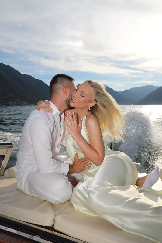 Engagement photography on a private boat Lake Como Diary Fraqair
