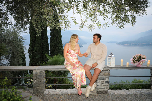 Blog cover for Lake Como Diary Episode 4 Part 1 — surprise proposal at Castello di Vezio above Varenna, photographed by Nadia Fraqair.
