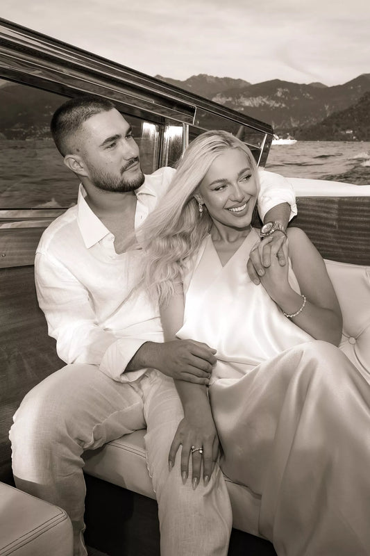 Engagement session in Bellagio with elegant waterfront portraits on Lake Como