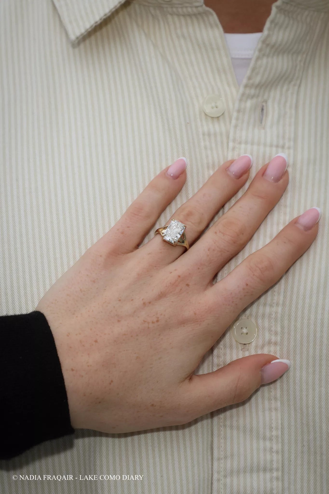 Engagement ring after a Villa Melzi proposal in Lake Como photographed by Nadia Fraqair