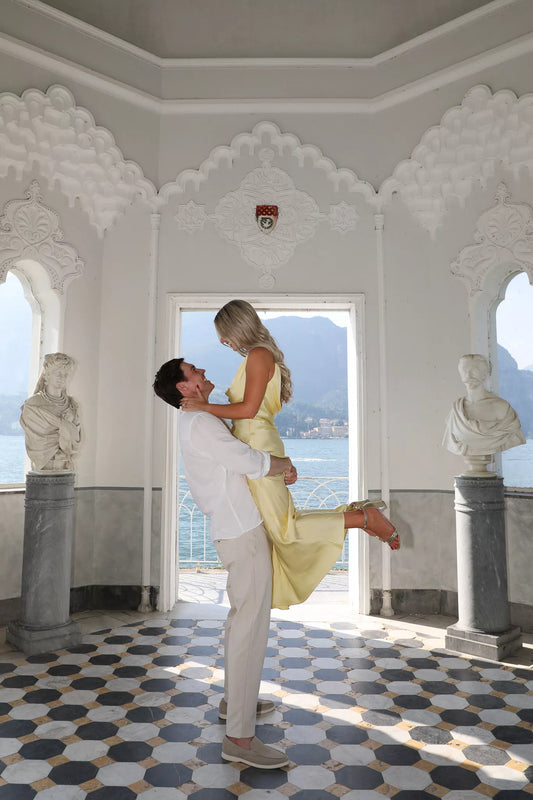 Cinematic surprise proposal on Lake Como filmed by videographer Nadia Fraqair — emotional storytelling on the water.