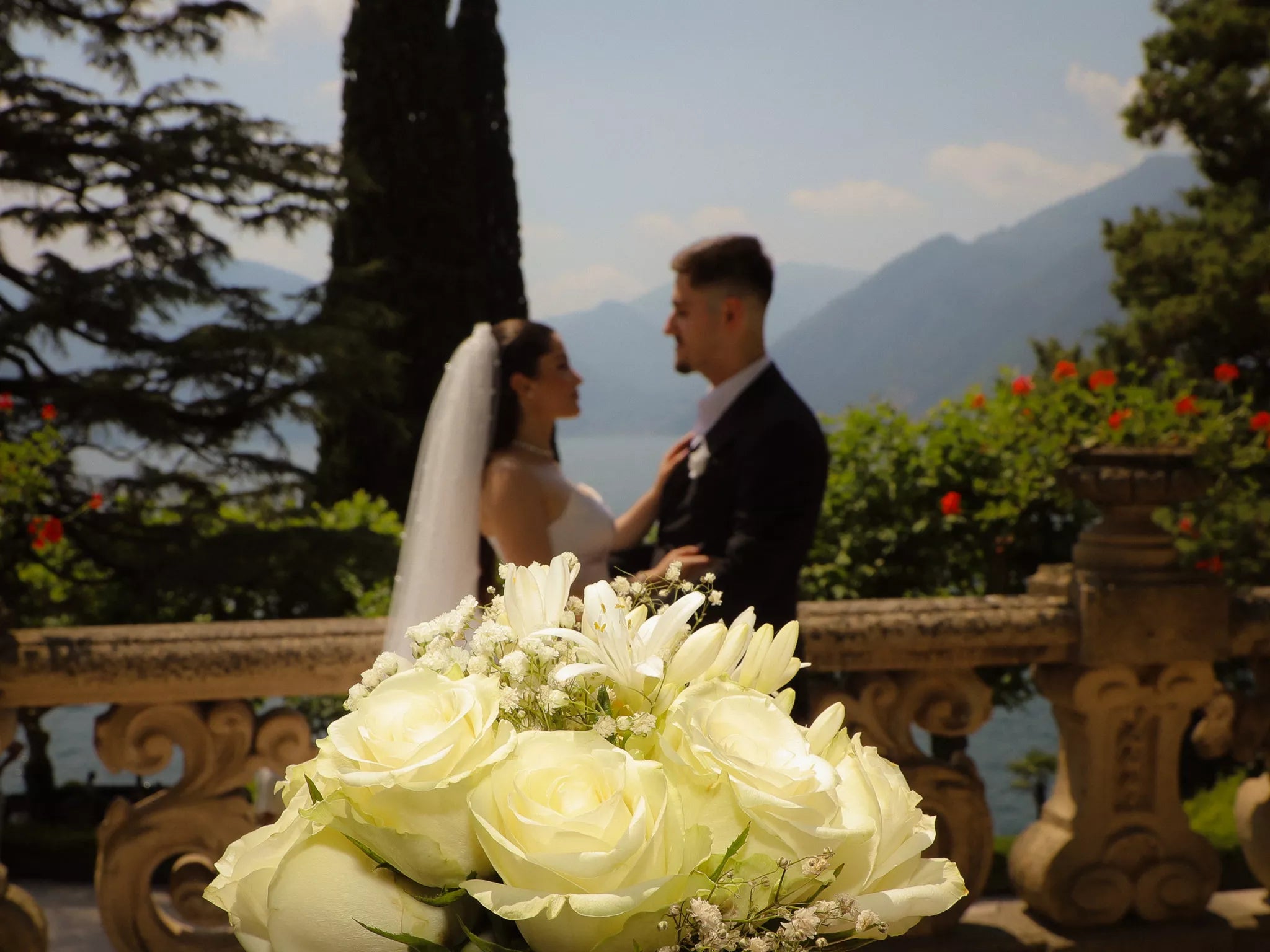 Luxury Lake Como wedding ceremony photographed at a villa with lake view