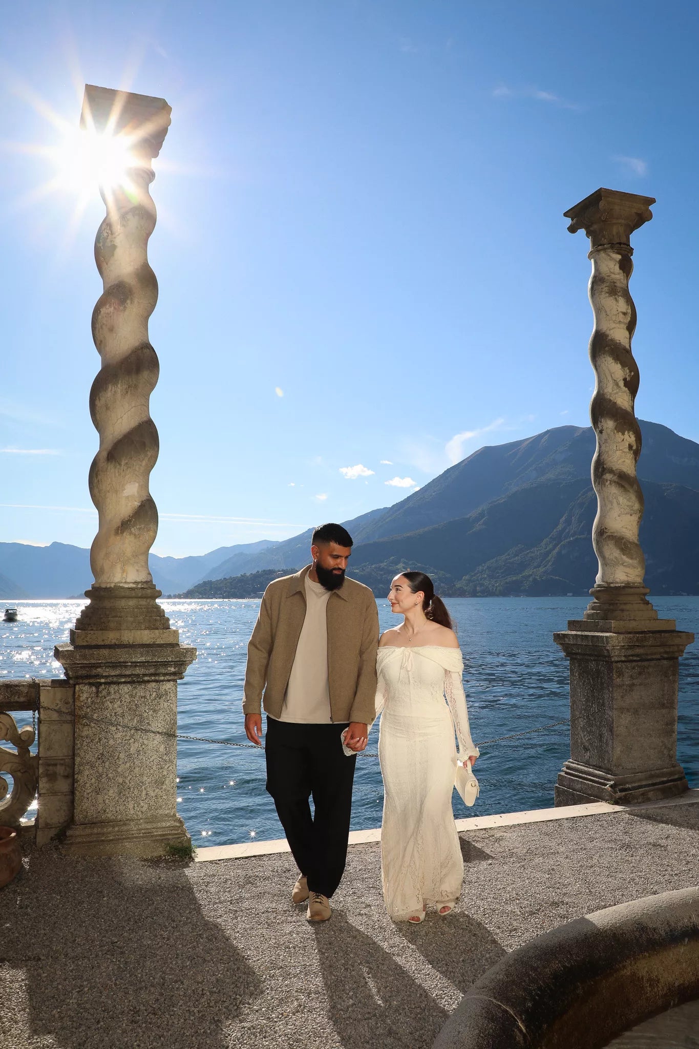 Proposal and engagement photos at Villa Monastero in Varenna overlooking Lake Como