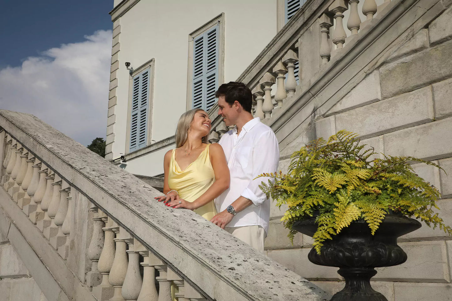 Editorial bridal portrait session in Villa Melzi Gardens, Bellagio, overlooking Lake Como.