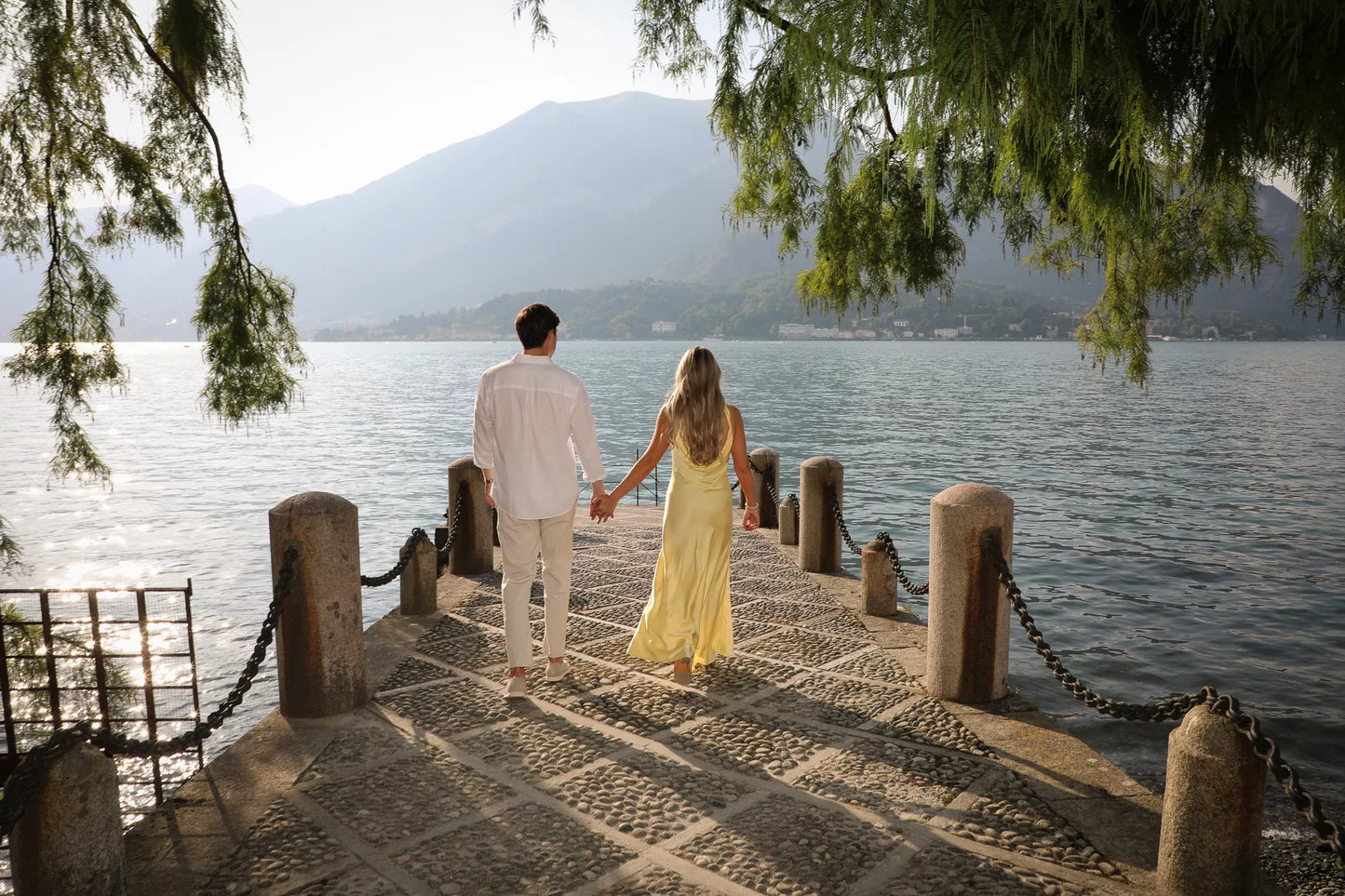 Villa Melzi Gardens proposal film in Bellagio — elegant couple engagement captured on Lake Como.